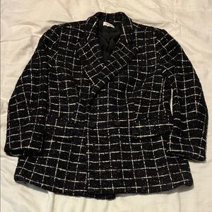Elegant Black and White Grid Blazer